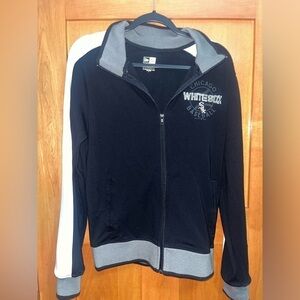 New Era Embroidered Chicago White Sox  Black and Gray Zip Up Jacket  Size Small 